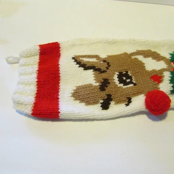 vintage handmade Ruldoph the Red Nose Reindeer Christmas stocking - Picture 2 of 6